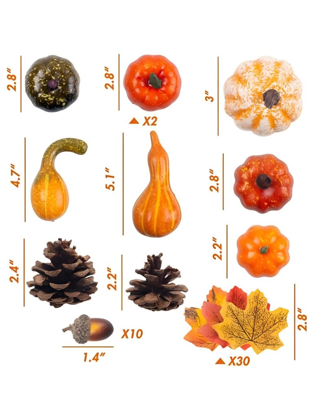 50 PCS Thanksgiving Artificial Pumpkins and Gourds Set - Picture 6 of 6